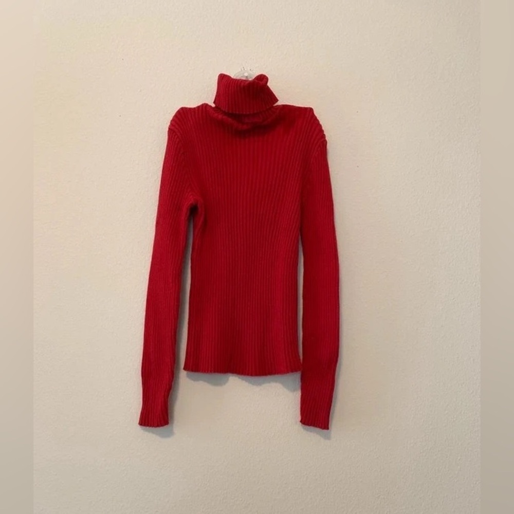 Red Ribbed Turtleneck - Picture 11 of 13